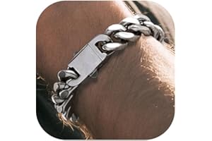 Richsteel 5/7/9/12mm Wide Miami Cuban Link Chain Bracelet for Men Women,Stainless Steel/Gold/Black Plated,7.4/8.2/9 Inch Length,Hip Hop Urban Street-wear Jewelry(Gift Wrapped)