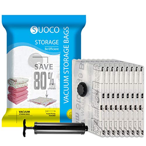 SUOCO Vacuum Storage Bags 8 Pack (Large 32" x 24") Space Saver Compression Bags with Travel Hand Pump