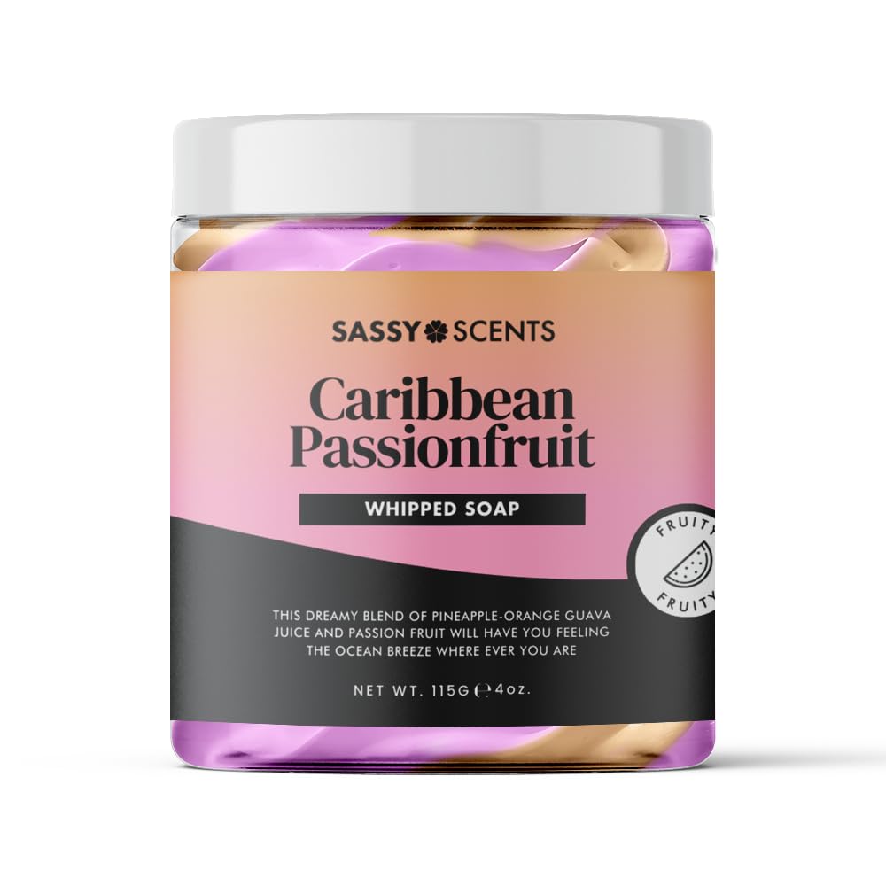 Sassy Scents Caribbean Passion Fruit Whipped Soap | Cleansing + Nourishing | Gentle For All Skin Types | 115g — image 1