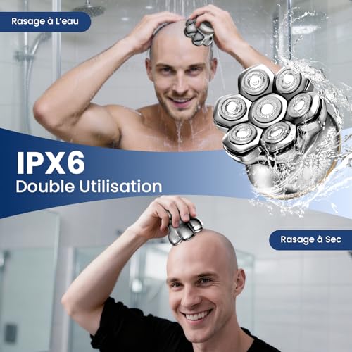 MAXGROOM 7D PRO Men's Bald Head Shaver, Magnetic Head, 2 Speeds (7500/8800 RPM) Bald Crane Trimmer, IPX6 (Dry & Wet), Battery Life 140 min USB-C, Gift Idea for Men – Gift Idea for Husband Dad