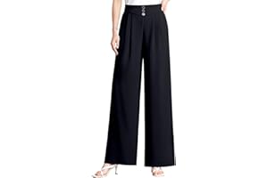 Amvora Pants for Women Soft Flowy High-Waist Pull-On Wide-Leg Pants for Senior Ladies Over 50 Comfy Stretch Waistband