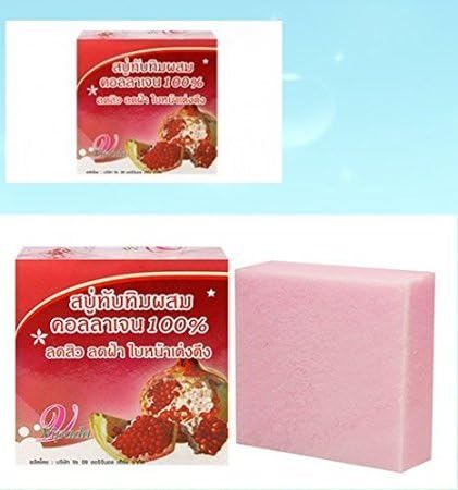 (1 Dozen) 65g. Vipada Pomegranate Collagen Plus Super Whitening 100% Nature Soap Anti Acne and Aging.