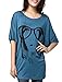 Allegra K Women Short Batwing Sleeve Portrait Pattern Loose Fit Tunic Top, Navy Blue, Small / US 6