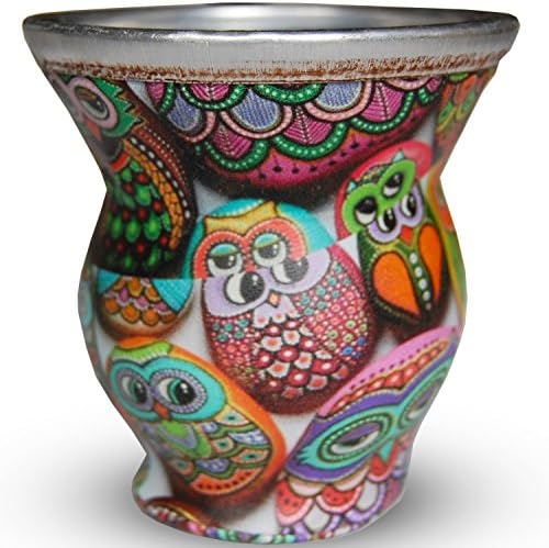 Yerba Mate Gourd Glass with Vinyl Cover - Owls (Patagonia)