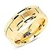 100S JEWELRY Tungsten Ring for Men Wedding Band Gold Brick Pattern Brushed Beveled Edge Size 6-16