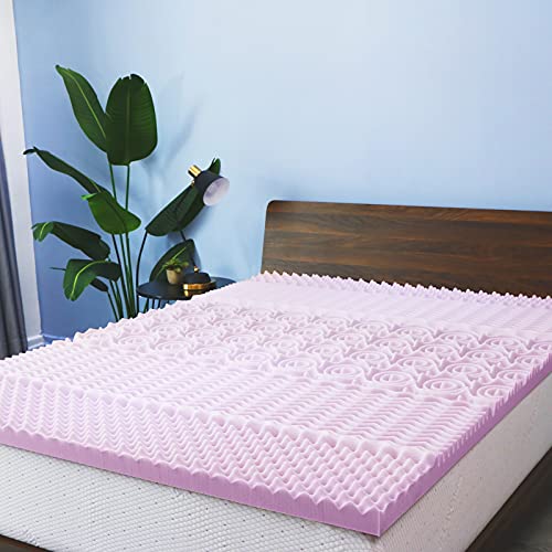 Lauraland 2Inch Mattress Topper King, 5 Zone Lavender Memory Foam