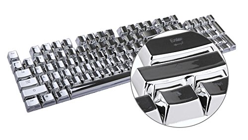 E-Element PBT Double Shot Keycap set - 104 Translucent Backlit Key Cap, Silver Metal Color for all Mechanical Keyboards with Key Puller