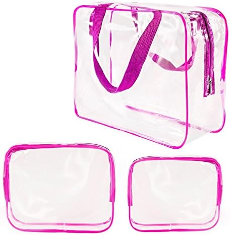 Clear Toiletry Bag,Travel Makeup cosmetic PVC Bags Wash Bags and Organizer cases(3 Size Packs)