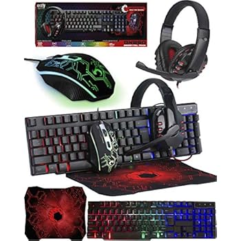 Gaming Keyboard and Mouse and Mouse pad and Gaming Headset, Wired LED RGB Backlight Bundle for PC Gamers and Xbox and PS4 Users - 4 in 1 Gift Box Edition Hornet RX-250