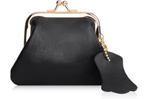 Oyachic Leather Coin Purse,Cash Holder,Cable Makeup Organizer,Change Pouch,Wallet,Bag Clutch with Clasp for Men Women (Black)