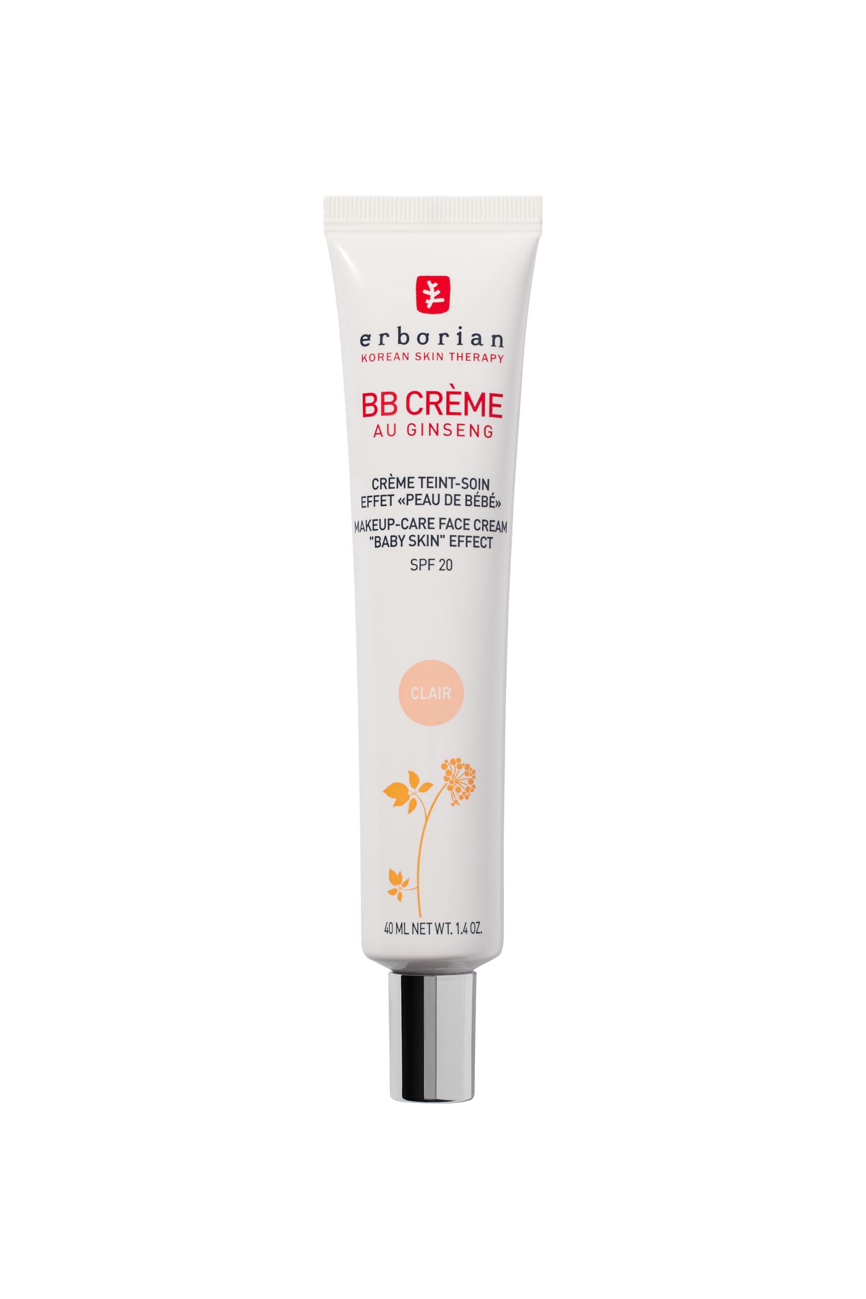 Erborian - BB Cream With Ginseng - Complexion Cream - "Baby Skin" Effect - Korean Cosmetic Treatment 5 -In -1 For SPF 20 - Clair 40 ml