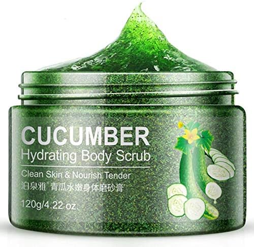 BIOAQUA Body Scrub Shea Butter Almond Cucumber Strong Moisturizing Hydrating Cleaning Skin Long Lasting Nourishment Smoothing Essence (CUCUMBER)