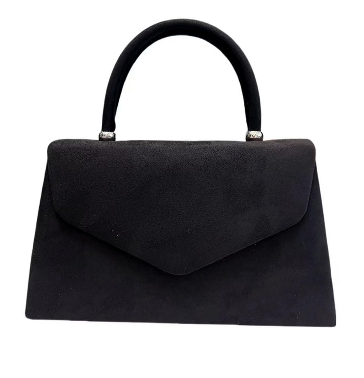 LeahWard Women's Clutch Bag Top Handle Wedding Suede Handbags 304 (Black)
