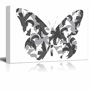 Monarch Butterfly and Flower Silhouette Black and White...