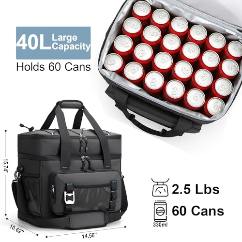 Youngoa Nevera Portatil, 40L Grande Doble Nevera Playa Plegable, Bolsa Térmica Isotermica Portátil e Impermeables para Picnic