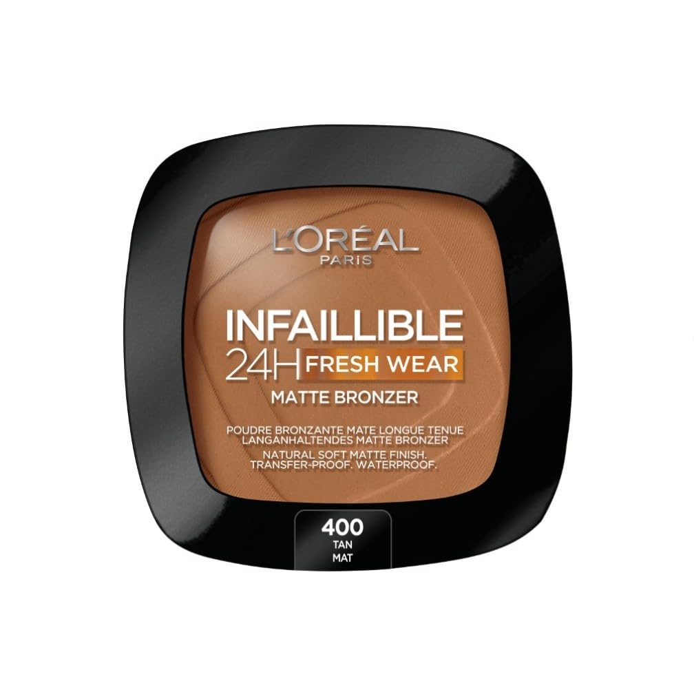 L'Oréal Paris Soft Matte Bronzer, Longwear, Matte Finish, Waterproof and Transfer-proof, Face & Body Bronzer, Summer Glow All Year Around, Infallible 24H, 400