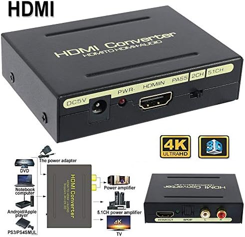 TEQIN HDMI to HDMI & Optical SPDIF RCA Analog Audio Extractor Converter Splitter 1080P