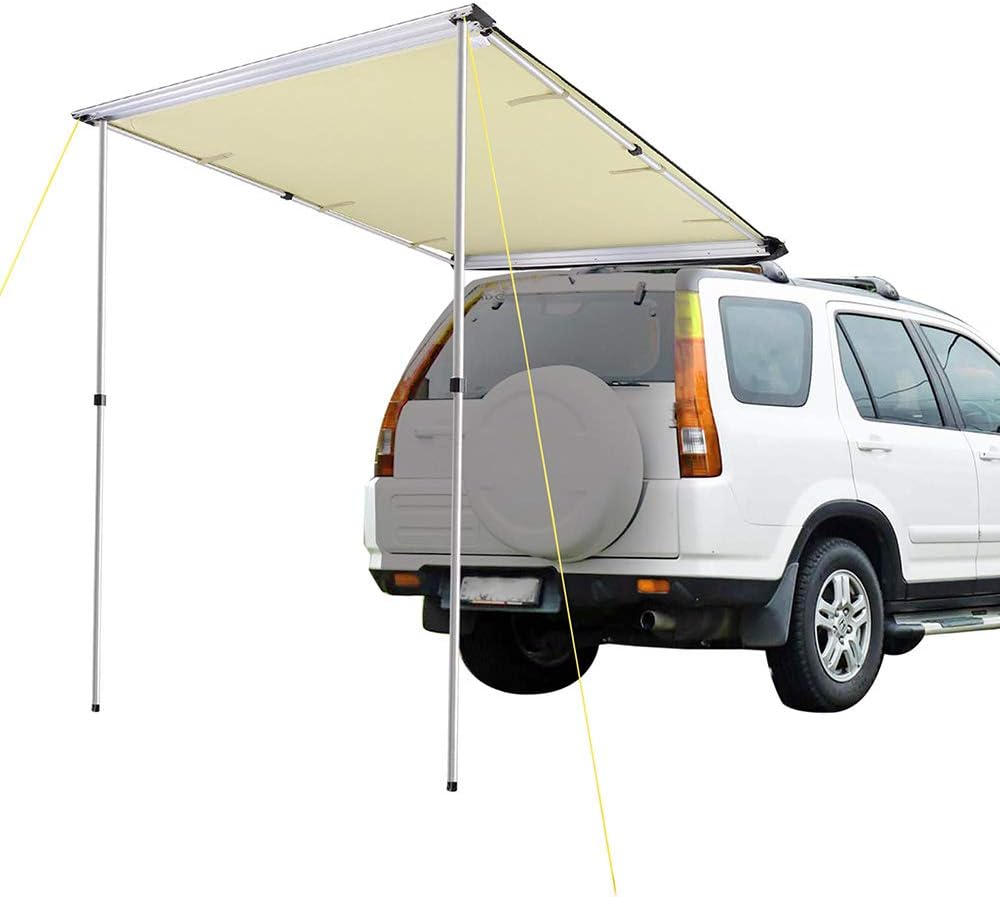 Instahibit 4.6x6.6 Car Side Van Awning Rooftop Pull Out Tent Jeep SUV Truck Outdoor Camping Travel Shelter UV50+ Beige