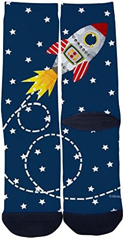 VarClouds Men's Women's Custom Dashed Retro Rocket Art Creative Casual Fashion Crew Socks Black