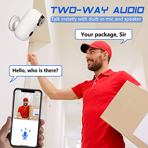 Wireless Outdoor Security Camera, KAMTRON 1080P Home Security Rechargeable Battery Powered