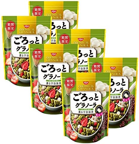 Matcha and Mochi Nisshin Cisco Fruit Cereal Gorotto granola - Japanese Matcha Granola Cereal 6 Pack (made in Japan)