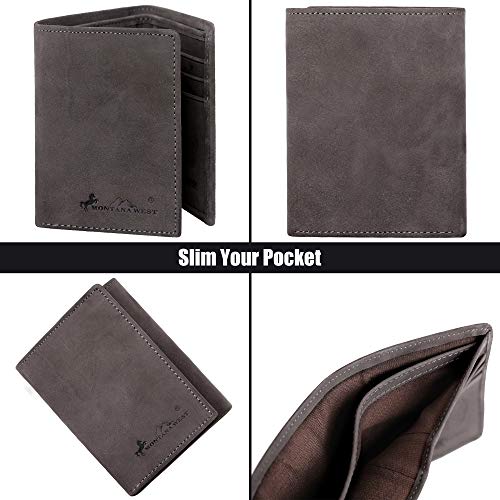 Minimalist Wallets for Mens Montana West Genuine Leather Wallet RFID Slim Wallet Front Pocket Trifold RFID-W003CF