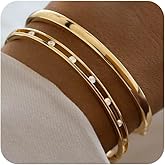 Awinesn Gold Bangle Bracelets for Women, 18K Gold/Silver Plated Bangles for Women Gold Bracelets for Women Cuff Bracelet Tarnish Free Jewelry for Women Accessories for Her Gifts