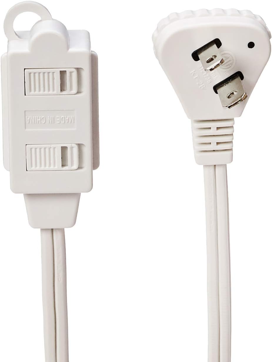 Basics Indoor 2 Prong Extension Power Cord Strip - Flat Plug, 6 Foot, Pack of 2, White - - 