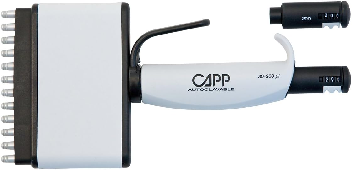 C300-12, CAPP CappAero 12 Channel Pipette, 30-300 uL, Standard, Black