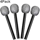 4 Packs Silver Glittered Microphone Pretend Toy Microphone for Party Favors Decoration