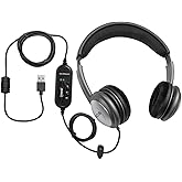 ECS WordSlinger USB Transcription Over-Head Headset, Superior Audio Clarity | 7 ft Cord, External Sound Card, Comfortable Padded Headband &amp; Ear Cups, Perfect for Medical &amp; Legal Dictation