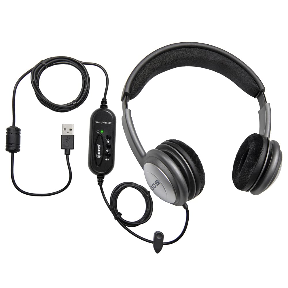 ECS WordSlinger USB Transcription Headset, 7-Foot
