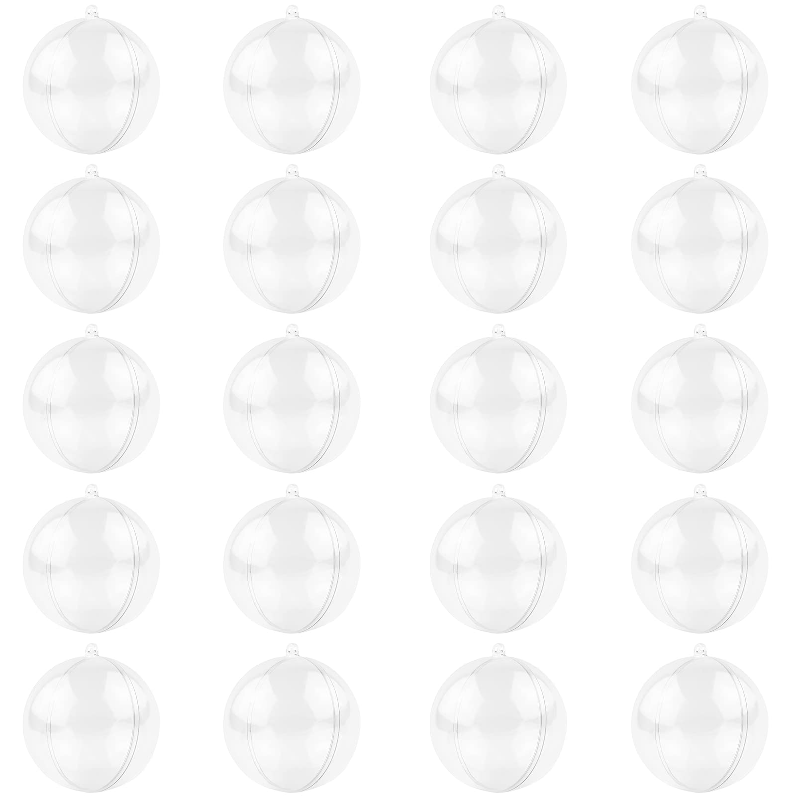 MIKAILE 20 PCS Clear Christmas Baubles to Fill 6 cm, Transparent Christmas Balls Ornaments 2.36 Inch, Acrylic Plastic Craft DIY Christmas Decorative Baubles