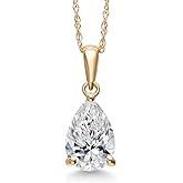 Gem Stone King 1 Ct Pear Shape 14K Yellow Gold IGI Certified Lab Grown Diamond Pendant Necklace | E-F Color | VS1-VS2 Clarity | Gold Necklace For Women | With 18 Inch Gold Chain