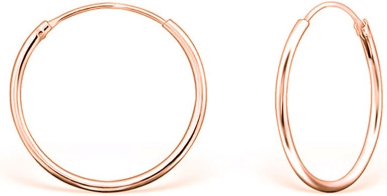 925 Sterling Silver Rose Gold plated TINY/SMALL/MEDIUM/LARGE Hoops/Sleepers Earrings - Thickness 1.2 mm - Diameter 8, 10, 12, 14, 16, 18, 20, 25, 30, 35, 40, 50, 60, 70, 80 mm