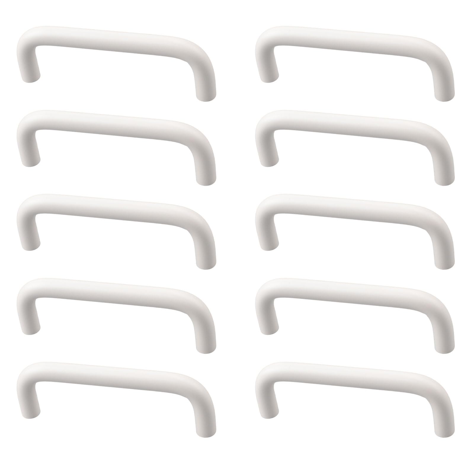 MOROBOR Aluminum Alloy Solid Round Handle, 96 mm Hole Centers U-Shaped Cabinet Hardware Pull for Bedroom Bathroom Kitchen Cabinets Door- 10 Pack/Warm White