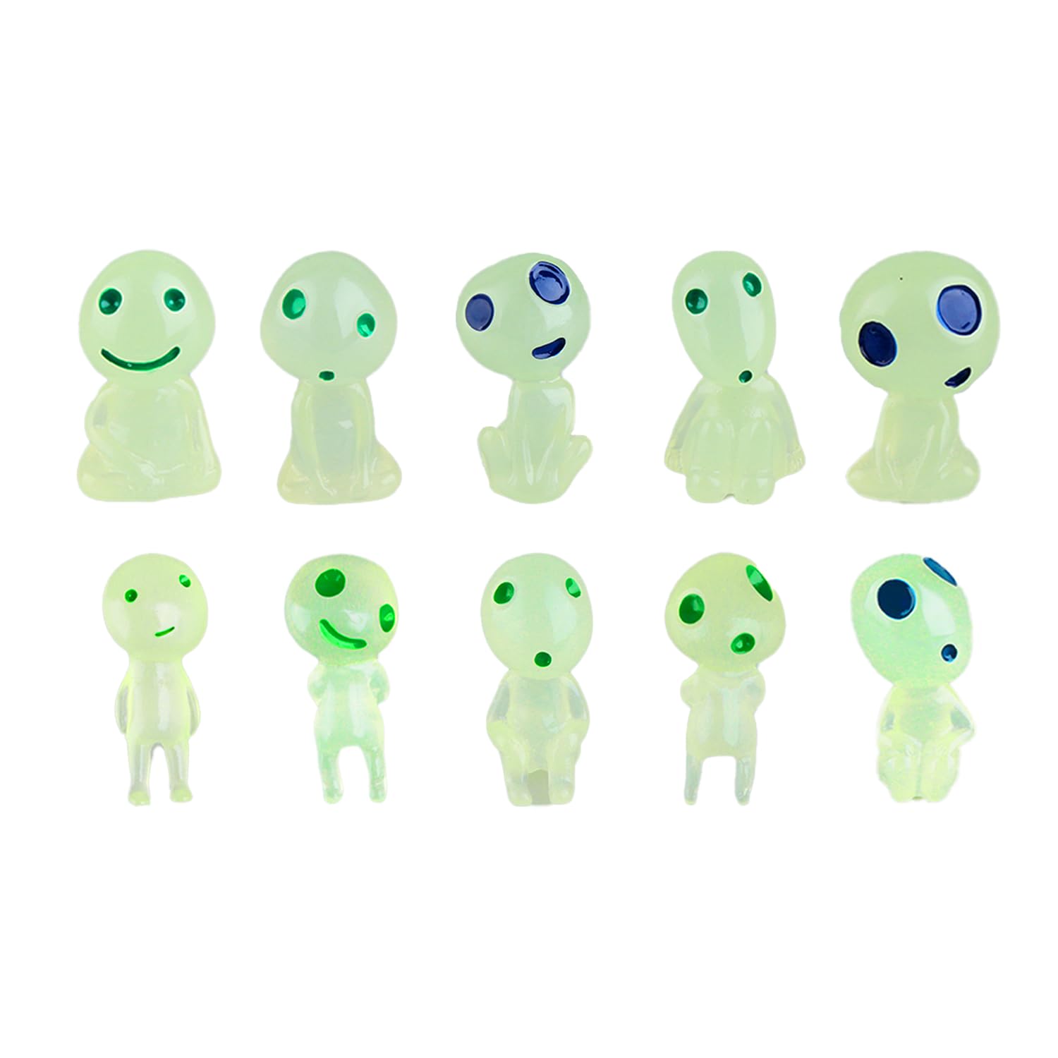 Thyonta 10PCS Garden Glow-in-the-Dark Accessories Micro Landscape Resin Cartoon Alien Figurine Small Ornament for Micro-Landscaping Desktop Decoration