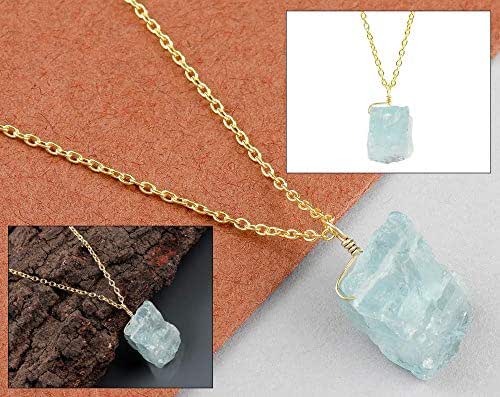 Christmas Gift Raw Aquamarine Pendant Necklace In 14k Gold Filled 925 Sterling Silver Chain 18 March Birthstone Handmade Crystal Women Dainty Jewelry 1 Pendant Amazon Ca Handmade