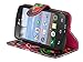 Customerfirst - LG Sunrise L15G/ LG Lucky L16C (Straight Talk,Net 10) - Flip Wallet Pouch, Slim Folio Case with Kickstand, 2 Credit Card Slot Wallet Pouch Leather Wallet Folio Case With Kickstand, Includes Key Chain (African Sunflower)