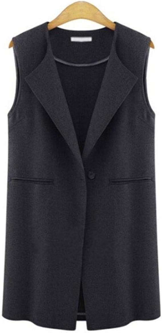 Damen Ärmellose Jacke Lange Strickjacke Weste Gilets ...