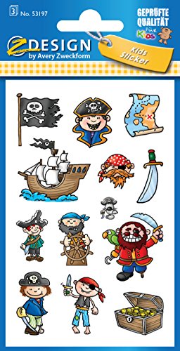 AVERY Zweckform 53197 Kinder Papier-Sticker Piraten 39 Aufkleber (für Jungen, Mitgebsel, Gastgeschenk, Piraten… – Bild 3