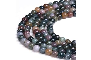 PLTbeads Natural Gemstone Loose Beads Smooth Round Approxi 15 inch DIY Bracelet Necklace for Jewelry Making (8mm, Indian Agate)