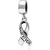 ARTCHARM Survivor Ribbon Dangle Charm - 925 Sterling Silver - fit Women Charms Bracelets