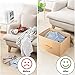 ACMETOP Collapsible Storage Bins with Lids - Large Stackable Storage Cubes Boxes Containers Organizer with Wooden Handle for Clothes, Bedding, Toys, Books, Crafts, Accessories, 2 Pack (Beige)