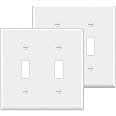 BESTTEN 2 Pack 2-Gang Toggle Wall Plate, Unbreakable Polycarbonate Double Light Switch Cover, cUL Listed Standard Size Facepl