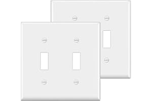 BESTTEN 2 Pack 2-Gang Toggle Wall Plate, Unbreakable Polycarbonate Double Light Switch Cover, cUL Listed Standard Size Facepl