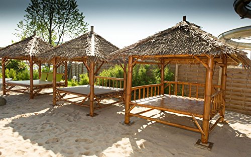 bamboo-lifestyle Bambus Sala mit Palmendach und großer Liegefläche 2m x 2m Pavillon zum entspannen I Gartenlounge I… – Bild 2