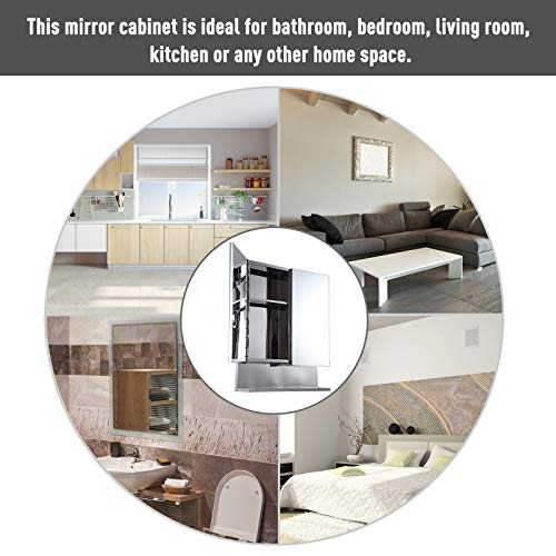 kleankin 24" x 28" Stainless Steel Wall Mount Bathroom Medicine Cabinet with Mirror