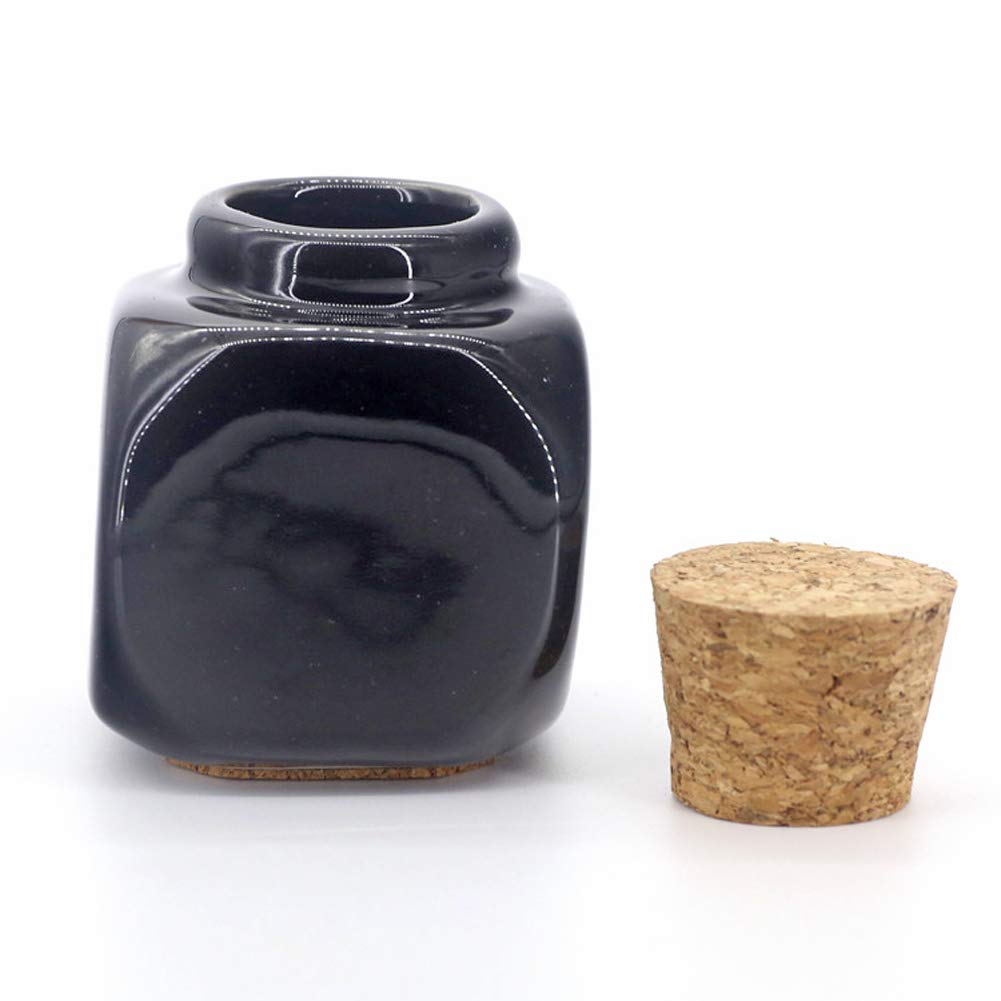 1 Piece Porcelain Material Dappen Dish with Soft Wooden Cap Nail Art Acrylic Powder Nail Art Tools Porcelain Cup Porcelain Dappen Cup Nail Art Acrylic Liquid Powder Dappen Dish, Cube Style, Black: Beauty
