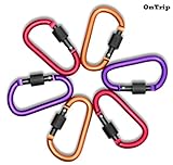 D Locking Carabiner Keychain , Aluminum Spring Key Carabiners Clip Carrying Gear Lock Buckle Key Holders Hook Outdoor Camping Equipment (6 Count）